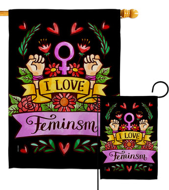 Love Feminsm - Support Inspirational Vertical Impressions Decorative Flags HG115250 Made In USA