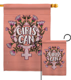 Girl Can - Support Inspirational Vertical Impressions Decorative Flags HG115251 Made In USA