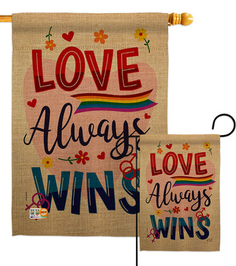 Love Always Wins - Support Inspirational Vertical Impressions Decorative Flags HG137201 Made In USA