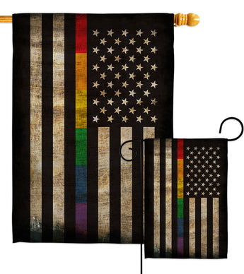 Rainbow Thin Line - Support Inspirational Vertical Impressions Decorative Flags HG137436 Made In USA