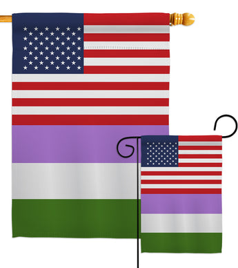US Genderqueer pride - Support Inspirational Vertical Impressions Decorative Flags HG148034 Made In USA