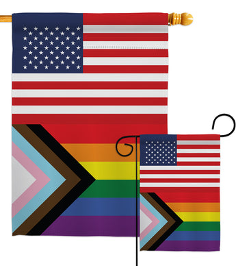 US Progress Pride - Support Inspirational Vertical Impressions Decorative Flags HG148054 Made In USA