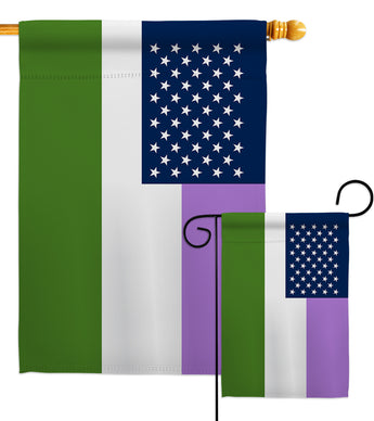 US Genderqueer pride - Support Inspirational Vertical Impressions Decorative Flags HG148650 Made In USA