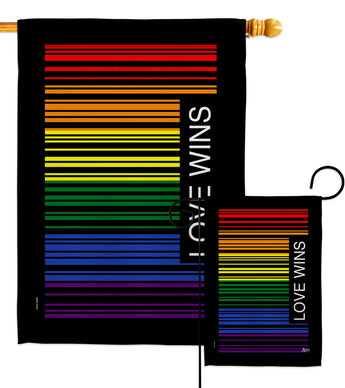 Love Wins Barcode - Support Inspirational Vertical Impressions Decorative Flags HG148687 Made In USA