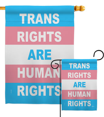 Trans Rights Human Rights - Support Inspirational Vertical Impressions Decorative Flags HG148688 Made In USA