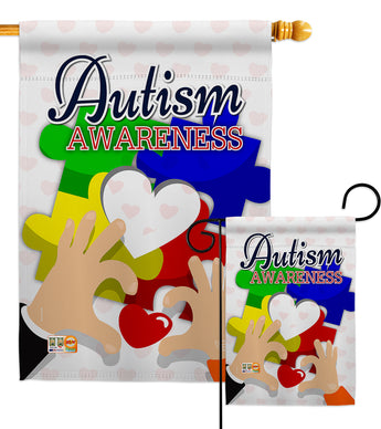 Love Autism Awareness - Support Inspirational Vertical Impressions Decorative Flags HG192068 Made In USA