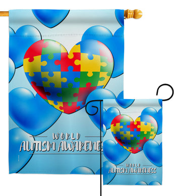 Heart Autism - Support Inspirational Vertical Impressions Decorative Flags HG192533 Made In USA