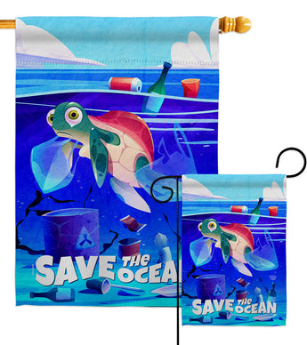 Save The Ocean - Support Inspirational Vertical Impressions Decorative Flags HG192700 Made In USA