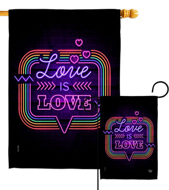 Love Is Love Neon - Support Inspirational Vertical Impressions Decorative Flags HG192724 Made In USA