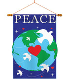 Peace - Support Inspirational Vertical Applique Decorative Flags HG115044