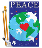 Peace - Support Inspirational Vertical Applique Decorative Flags HG115044