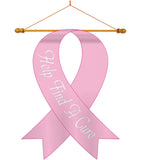 Pink Ribbon - Support Inspirational Vertical Applique Decorative Flags HG115045