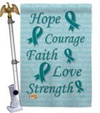 Hope, Faith, Courage (Teal) - Support Inspirational Vertical Impressions Decorative Flags HG115092 Made In USA