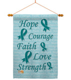 Hope, Faith, Courage (Teal) - Support Inspirational Vertical Impressions Decorative Flags HG115092 Made In USA