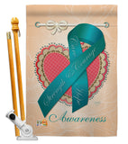 Ovarian Awaress - Support Inspirational Vertical Impressions Decorative Flags HG115095 Made In USA