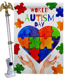 Autism Day - Support Inspirational Vertical Impressions Decorative Flags HG115232 Made In USA