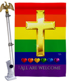 All Are Welcome - Support Inspirational Vertical Impressions Decorative Flags HG115248 Made In USA