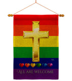 All Are Welcome - Support Inspirational Vertical Impressions Decorative Flags HG115248 Made In USA