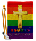 All Are Welcome - Support Inspirational Vertical Impressions Decorative Flags HG115248 Made In USA