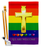 All Are Welcome - Support Inspirational Vertical Impressions Decorative Flags HG115248 Made In USA