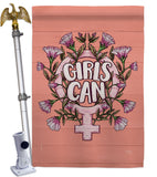 Girl Can - Support Inspirational Vertical Impressions Decorative Flags HG115251 Made In USA