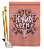 Girl Can - Support Inspirational Vertical Impressions Decorative Flags HG115251 Made In USA