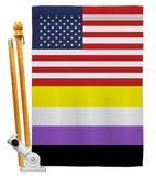 US Nonbinary flag - Support Inspirational Vertical Impressions Decorative Flags HG148041 Made In USA