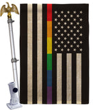 US Rainbow Thin Line - Support Inspirational Vertical Impressions Decorative Flags HG148056 Made In USA