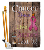 Cancer Does Not Live Here Anymore Pink Ribbon - Support Inspirational Vertical Impressions Decorative Flags HG191187 Made In USA