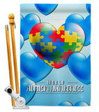 Heart Autism - Support Inspirational Vertical Impressions Decorative Flags HG192533 Made In USA