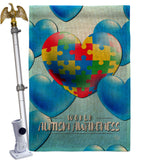 Heart Autism - Support Inspirational Vertical Impressions Decorative Flags HG192533 Made In USA