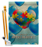 Heart Autism - Support Inspirational Vertical Impressions Decorative Flags HG192533 Made In USA