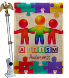 Support Autism - Support Inspirational Vertical Impressions Decorative Flags HG192534 Made In USA