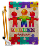 Support Autism - Support Inspirational Vertical Impressions Decorative Flags HG192534 Made In USA