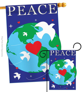 Peace - Support Inspirational Vertical Applique Decorative Flags HG115044