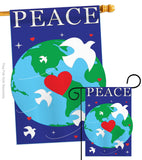 Peace - Support Inspirational Vertical Applique Decorative Flags HG115044