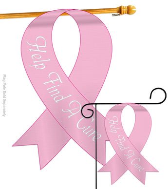 Pink Ribbon - Support Inspirational Vertical Applique Decorative Flags HG115045