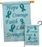 Hope, Faith, Courage (Teal) - Support Inspirational Vertical Impressions Decorative Flags HG115092 Made In USA