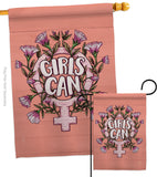 Girl Can - Support Inspirational Vertical Impressions Decorative Flags HG115251 Made In USA