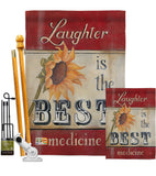 Welcome Laughter is the Best Medicine - Sweet Home Inspirational Vertical Impressions Decorative Flags HG100057 Made In USA