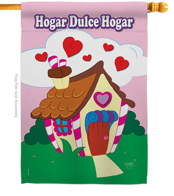 Welcome Hogar Dulce Hogar - Sweet Home Inspirational Vertical Applique Decorative Flags HG100040