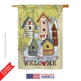 Welcome Birdhouse Village - Sweet Home Inspirational Vertical Impressions Decorative Flags HG100044 Printed In USA