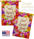 Welcome Live, Laugh, Love - Sweet Home Inspirational Vertical Impressions Decorative Flags HG100055 Made In USA