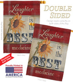 Welcome Laughter is the Best Medicine - Sweet Home Inspirational Vertical Impressions Decorative Flags HG100057 Made In USA