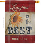 Welcome Laughter is the Best Medicine - Sweet Home Inspirational Vertical Impressions Decorative Flags HG100057 Made In USA