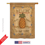 Welcome Sweet Pineapple - Sweet Home Inspirational Vertical Impressions Decorative Flags HG100071 Printed In USA