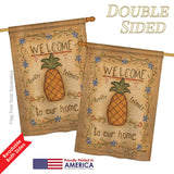 Welcome Sweet Pineapple - Sweet Home Inspirational Vertical Impressions Decorative Flags HG100071 Printed In USA