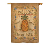 Welcome Sweet Pineapple - Sweet Home Inspirational Vertical Impressions Decorative Flags HG100071 Printed In USA