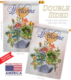 Welcome Succulent - Sweet Home Inspirational Vertical Impressions Decorative Flags HG137235 Made In USA