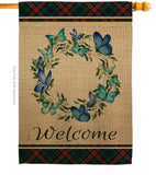 Butterflies Wreath - Sweet Home Inspirational Vertical Impressions Decorative Flags HG170029 Made In USA